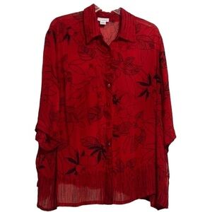 Avenue red and black gauze shirt size 26W